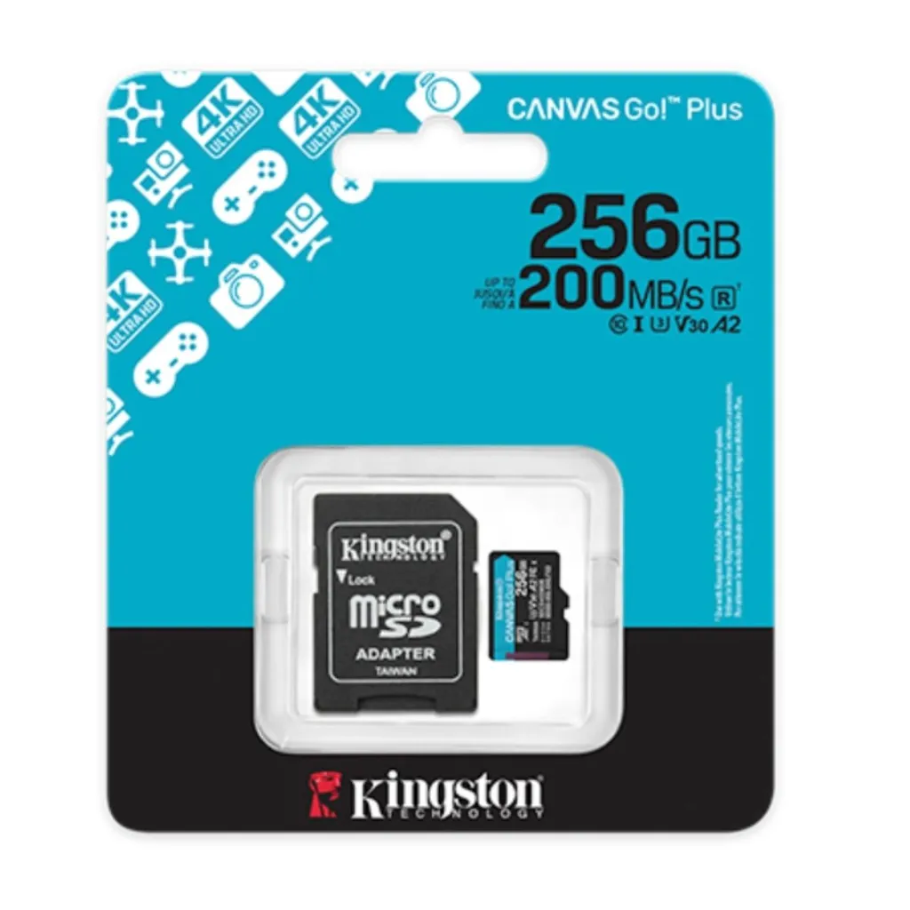 [DTF-KS00234] Kingston tarjeta de memoria flash micro SD canvas GO plus Gen 4 200MB/s A2 U3 V30 tarjeta con adaptador - SDCG4/256GB