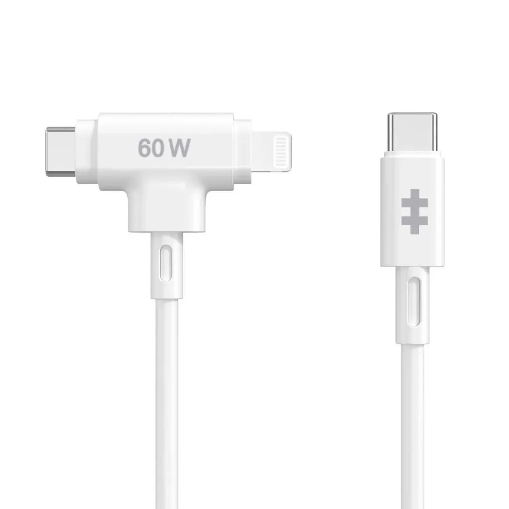 [DTF-TG00281] Targus cable de carga hyper 60W 2 en 1 USB-C en blanco - HJ4010WHGL