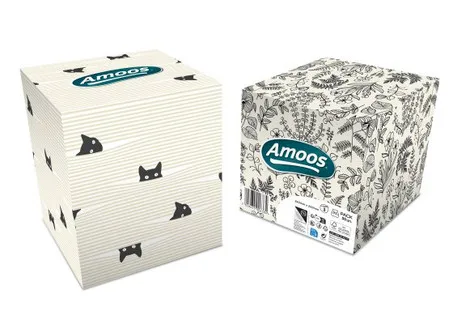 [DTF-AM00046] Amoos pañuelos faciales de papel desechable cubo cosmetico 50 X 3 capas caja de 24unds - F623501