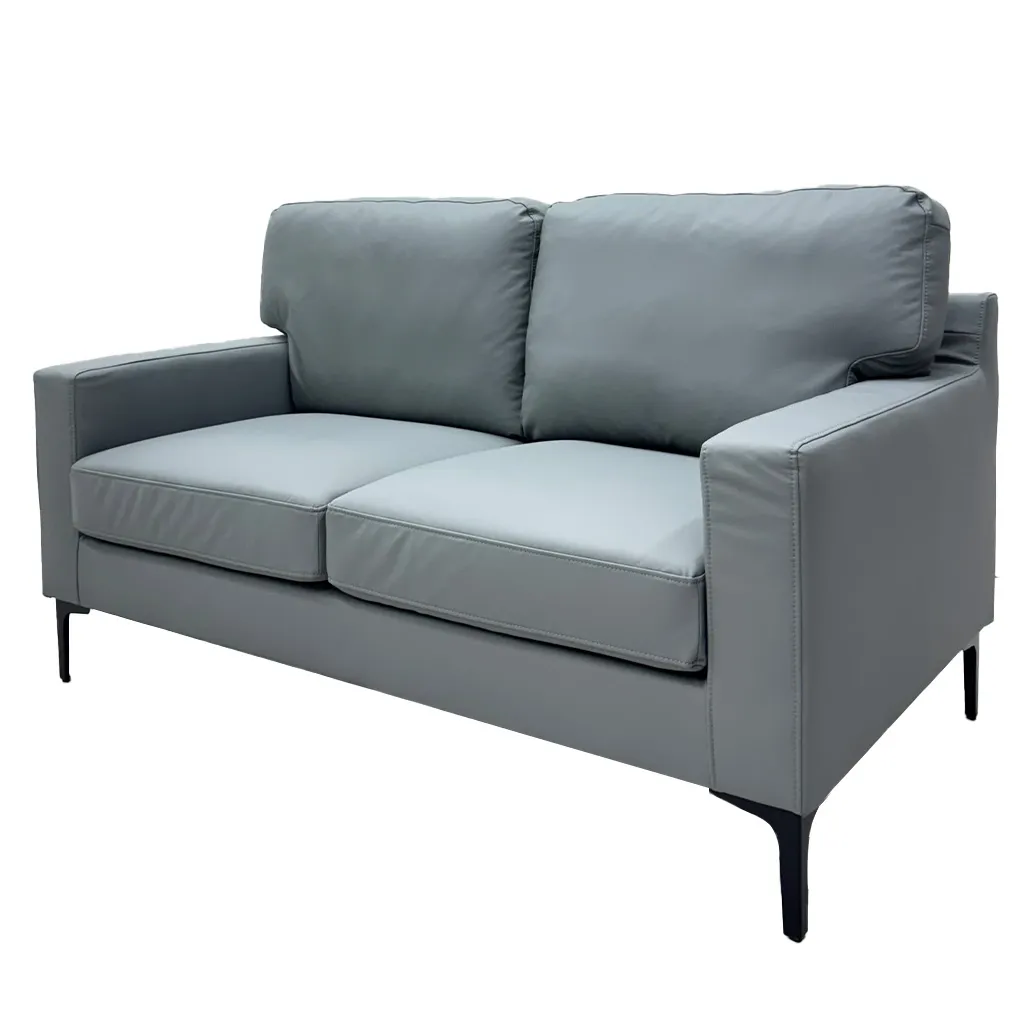 SOFA DOBLE CUERO SINTETICO GRIS