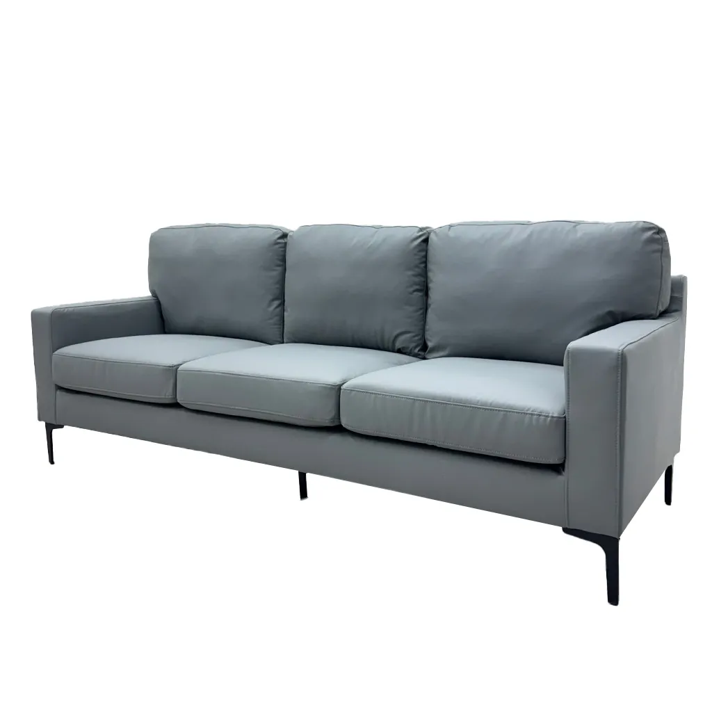 SOFA TRIPLE CUERO SINTETICO GRIS