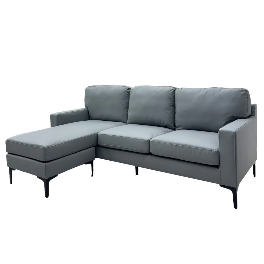 [TK-SA-4347] SOFA EN L CUERO SINTETICO GRIS