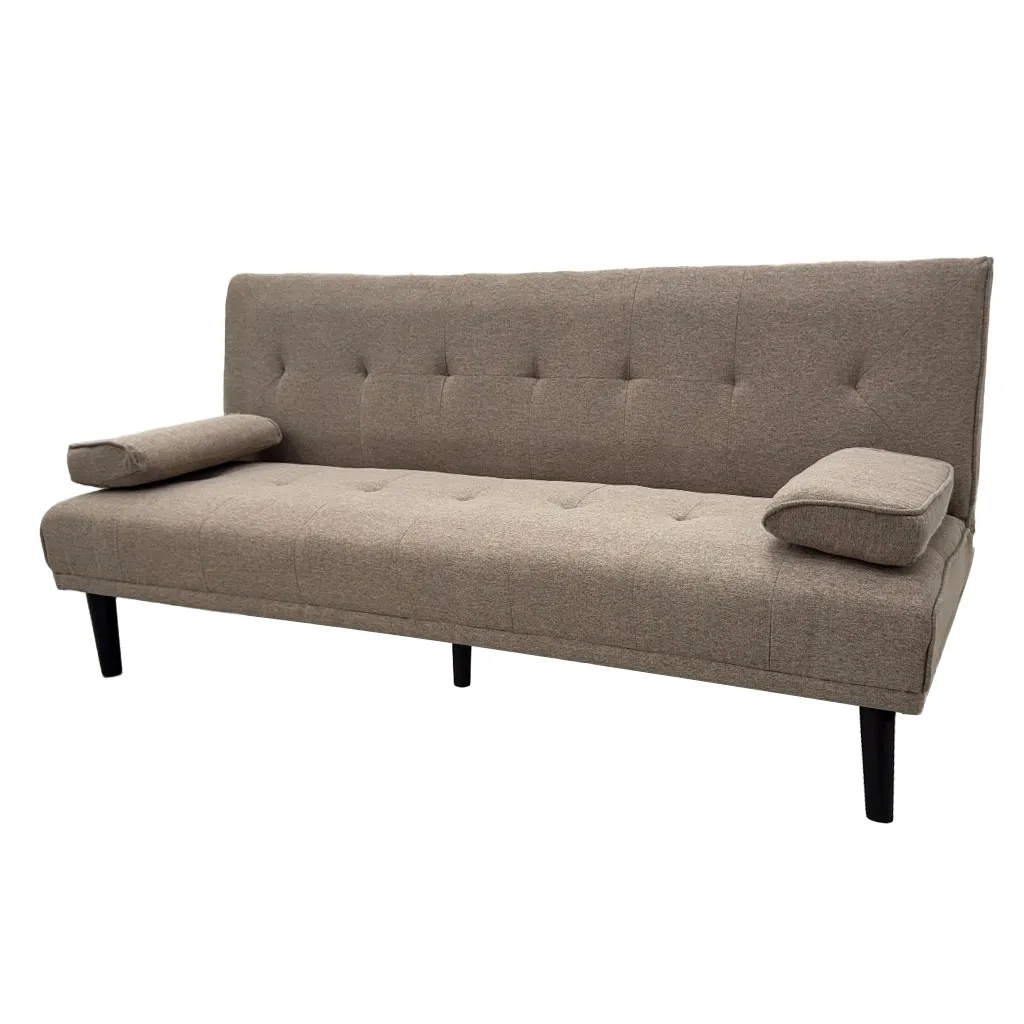 [TK-SA-4372] SOFÁ CAMA TELA LINO CAFÉ
