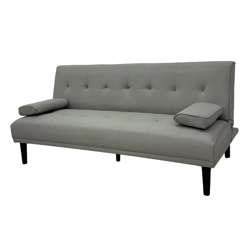 [TK-SA-4373] SOFÁ CAMA CUERO SINTETICO GRIS