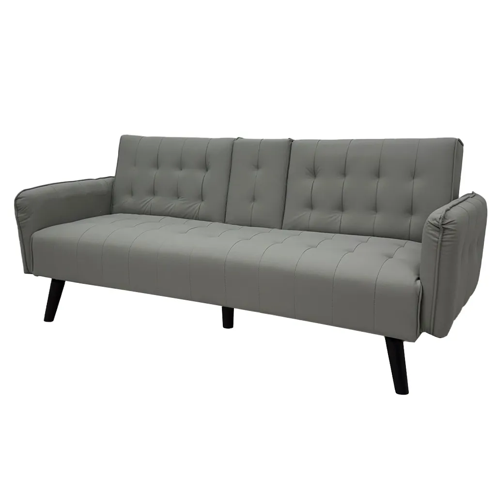 [TK-SA-4376] SOFÁ CAMA CUERO SINTETICO GRIS