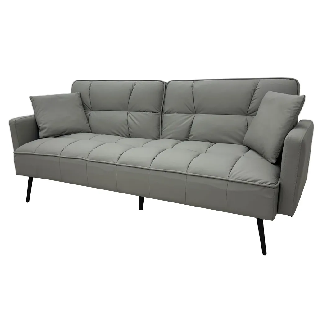 [TK-SA-4378] SOFÁ CAMA CUERO SINTETICO GRIS