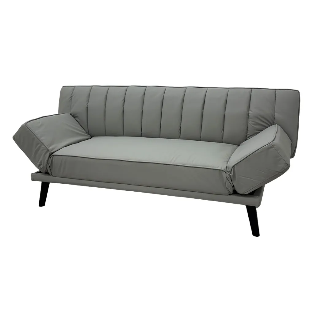 [TK-SA-4380] SOFÁ CAMA CUERO SINTETICO GRIS