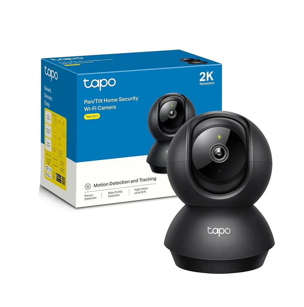 [DTF-TP00306] Tp Link camara de vigilancia Wi-Fi 2K de 360 ° con deteccion por IA y llanto de bebe color negro -Tapo C211