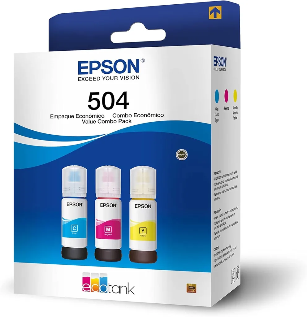 [DTF-EP00912] Epson botellas de tinta 3-pack cyan, magenta, amarillo 70ml C/U T504 - T504520-3P