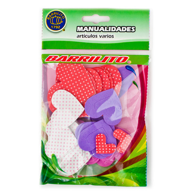 [DTF-BA00398] Barrilito calcomanias de foamy corazon estampados fs013 45 piezas