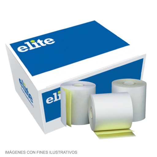 [DTF-EL00078] Elite caja rollo papel quimico 3 x 2 3/4 3t (76x70mm)  bla/ros/ama BRA7670 50unds