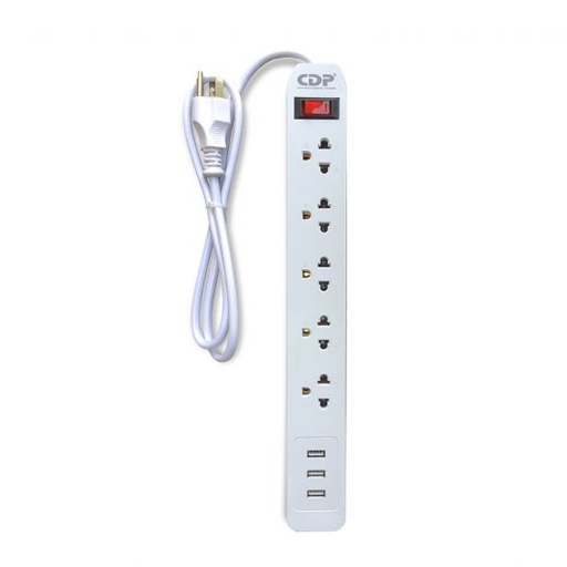 [DTF-CD00107] CDP regleta supresor de picos  5 entradas con 3 puertos usb RU-SS5