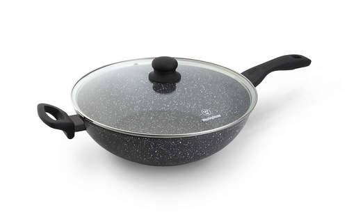 [DTF-WH00208] Westinghouse wok de aluminio forjado con tapa de vidrio acabado marmol negro con puntos blancos 32 cm - WCCW0009032MBB